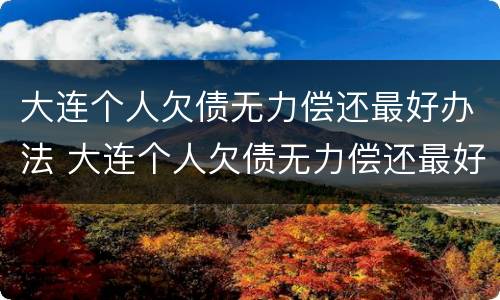 大连个人欠债无力偿还最好办法 大连个人欠债无力偿还最好办法是