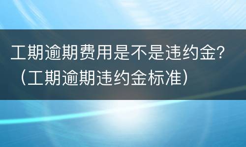 工期逾期费用是不是违约金？（工期逾期违约金标准）