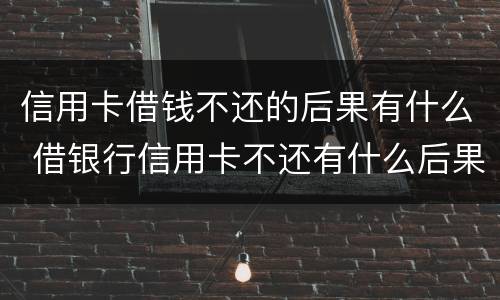 信用卡借钱不还的后果有什么 借银行信用卡不还有什么后果