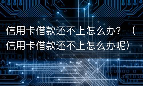 信用卡借款还不上怎么办？（信用卡借款还不上怎么办呢）