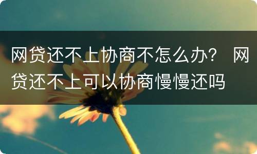 网贷还不上协商不怎么办？ 网贷还不上可以协商慢慢还吗