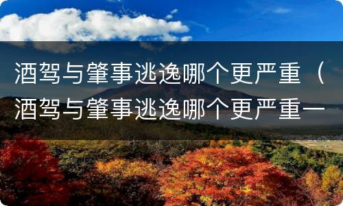 酒驾与肇事逃逸哪个更严重（酒驾与肇事逃逸哪个更严重一点）