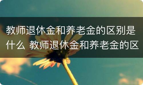 教师退休金和养老金的区别是什么 教师退休金和养老金的区别是什么呢