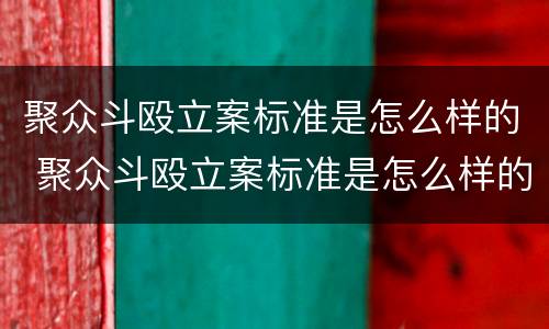 聚众斗殴立案标准是怎么样的 聚众斗殴立案标准是怎么样的呢