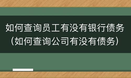 如何查询员工有没有银行债务（如何查询公司有没有债务）