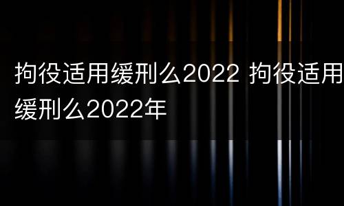 拘役适用缓刑么2022 拘役适用缓刑么2022年