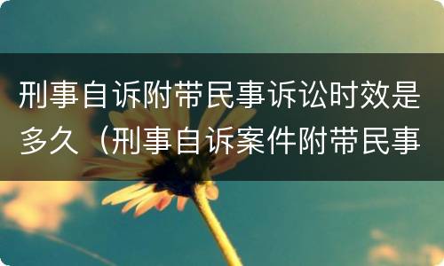 刑事自诉附带民事诉讼时效是多久（刑事自诉案件附带民事诉讼）
