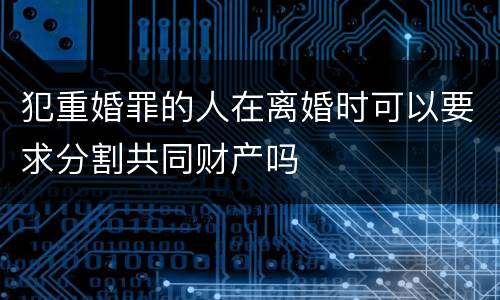犯重婚罪的人在离婚时可以要求分割共同财产吗
