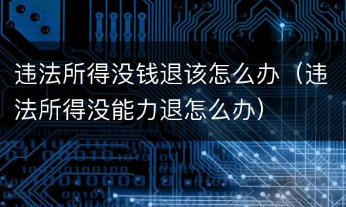 违法所得没钱退该怎么办（违法所得没能力退怎么办）