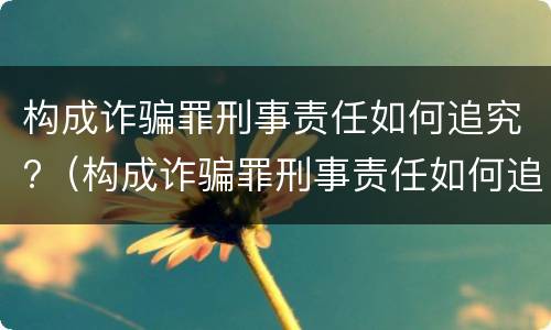 构成诈骗罪刑事责任如何追究?（构成诈骗罪刑事责任如何追究的）