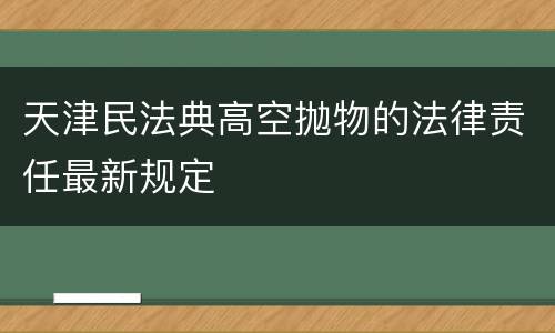 天津民法典高空抛物的法律责任最新规定