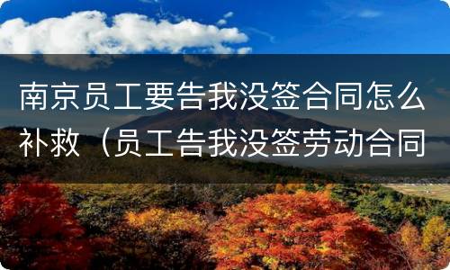 南京员工要告我没签合同怎么补救（员工告我没签劳动合同怎么办）