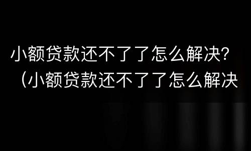 小额贷款还不了了怎么解决？（小额贷款还不了了怎么解决办法）