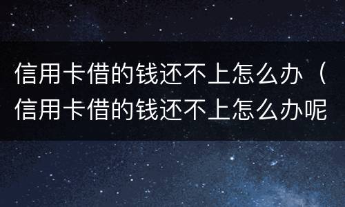 信用卡借的钱还不上怎么办（信用卡借的钱还不上怎么办呢）