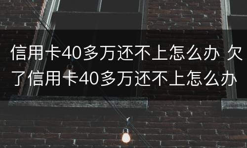 信用卡40多万还不上怎么办 欠了信用卡40多万还不上怎么办