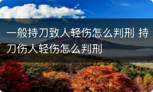 一般持刀致人轻伤怎么判刑 持刀伤人轻伤怎么判刑