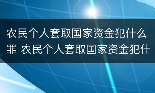 农民个人套取国家资金犯什么罪 农民个人套取国家资金犯什么罪行