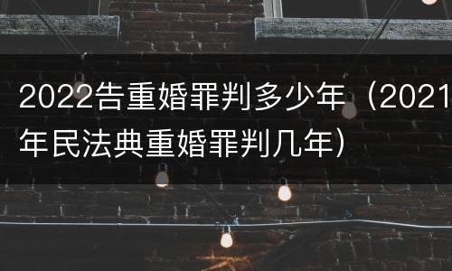 2022告重婚罪判多少年（2021年民法典重婚罪判几年）