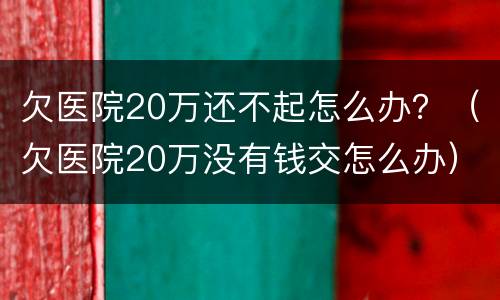 欠医院20万还不起怎么办？（欠医院20万没有钱交怎么办）