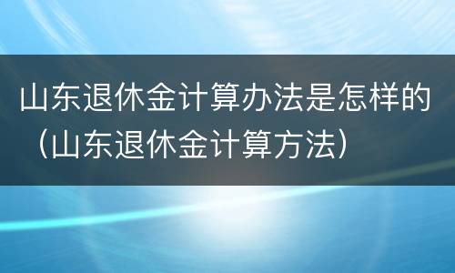山东退休金计算办法是怎样的（山东退休金计算方法）