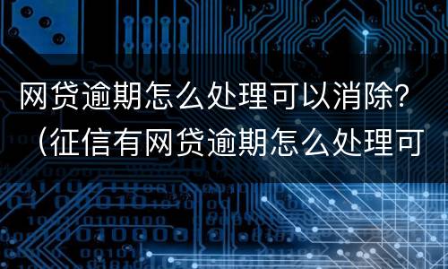 网贷逾期怎么处理可以消除？（征信有网贷逾期怎么处理可以消除）