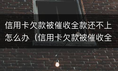 信用卡欠款被催收全款还不上怎么办（信用卡欠款被催收全款还不上怎么办呢）