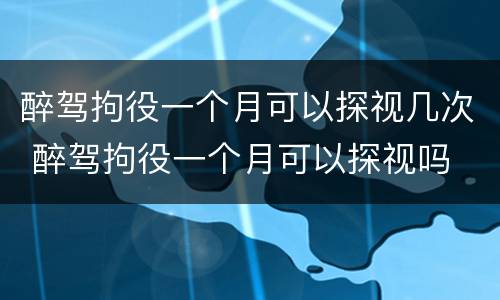 醉驾拘役一个月可以探视几次 醉驾拘役一个月可以探视吗