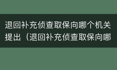 退回补充侦查取保向哪个机关提出（退回补充侦查取保向哪个机关提出起诉）