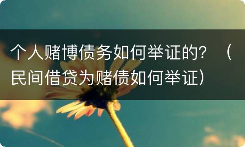 个人赌博债务如何举证的？（民间借贷为赌债如何举证）