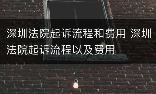 深圳法院起诉流程和费用 深圳法院起诉流程以及费用