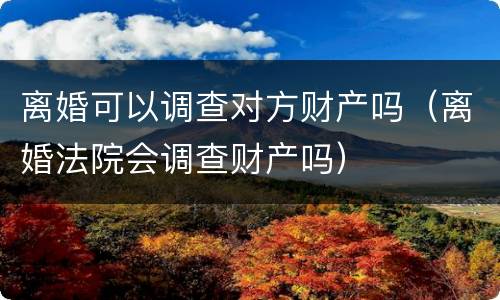 离婚可以调查对方财产吗（离婚法院会调查财产吗）