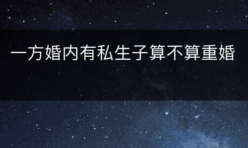 一方婚内有私生子算不算重婚