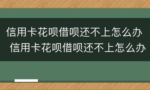 信用卡花呗借呗还不上怎么办 信用卡花呗借呗还不上怎么办呢