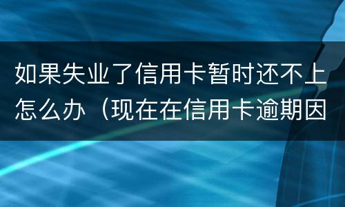 如果失业了信用卡暂时还不上怎么办（现在在信用卡逾期因为失业了怎么办）