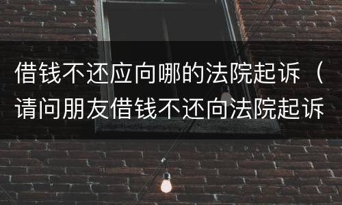 借钱不还应向哪的法院起诉（请问朋友借钱不还向法院起诉要得回吗）