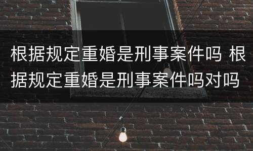 根据规定重婚是刑事案件吗 根据规定重婚是刑事案件吗对吗