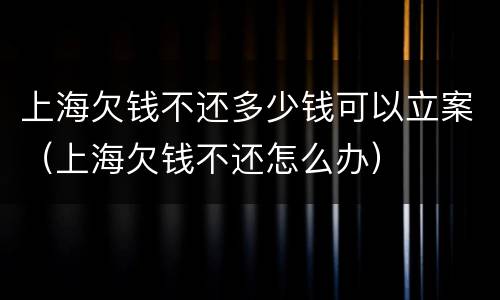 上海欠钱不还多少钱可以立案（上海欠钱不还怎么办）