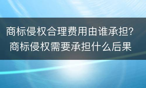 商标侵权合理费用由谁承担？ 商标侵权需要承担什么后果