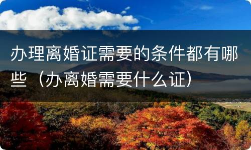 办理离婚证需要的条件都有哪些（办离婚需要什么证）