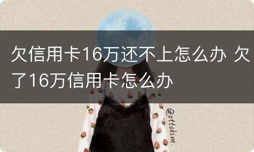 欠信用卡16万还不上怎么办 欠了16万信用卡怎么办
