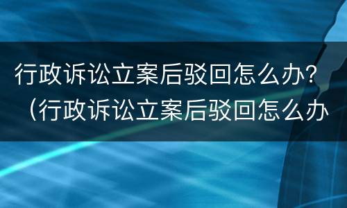 行政诉讼立案后驳回怎么办？（行政诉讼立案后驳回怎么办理）