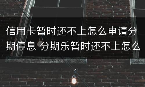 信用卡暂时还不上怎么申请分期停息 分期乐暂时还不上怎么办