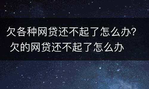 欠各种网贷还不起了怎么办？ 欠的网贷还不起了怎么办