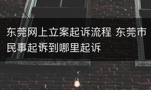 东莞网上立案起诉流程 东莞市民事起诉到哪里起诉