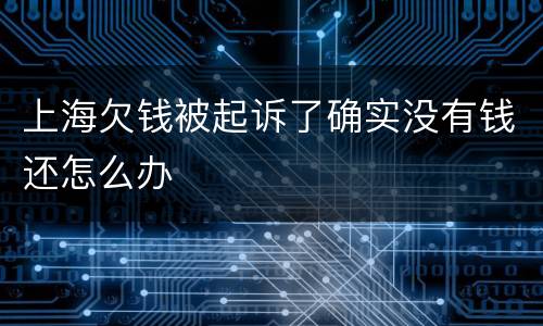 上海欠钱被起诉了确实没有钱还怎么办