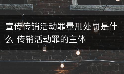 宣传传销活动罪量刑处罚是什么 传销活动罪的主体