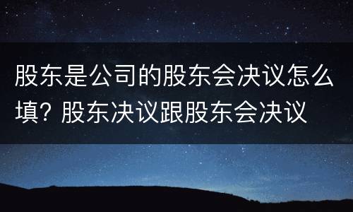 股东是公司的股东会决议怎么填? 股东决议跟股东会决议