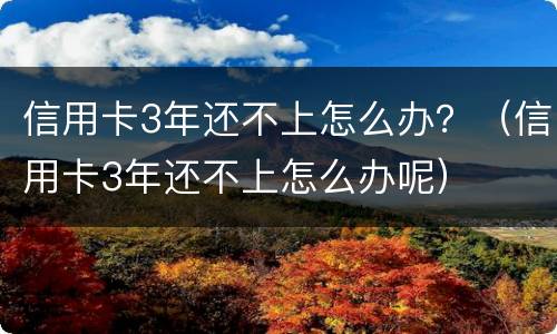 信用卡3年还不上怎么办？（信用卡3年还不上怎么办呢）