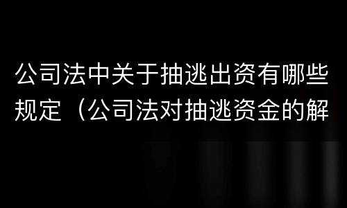 公司法中关于抽逃出资有哪些规定（公司法对抽逃资金的解释）