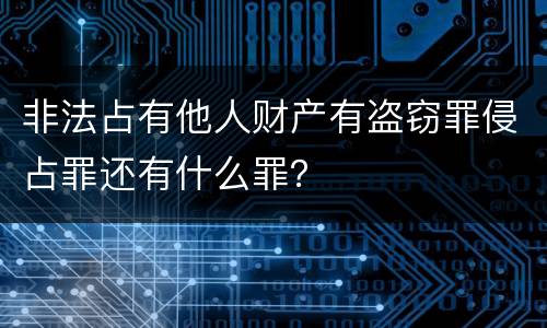 非法占有他人财产有盗窃罪侵占罪还有什么罪？